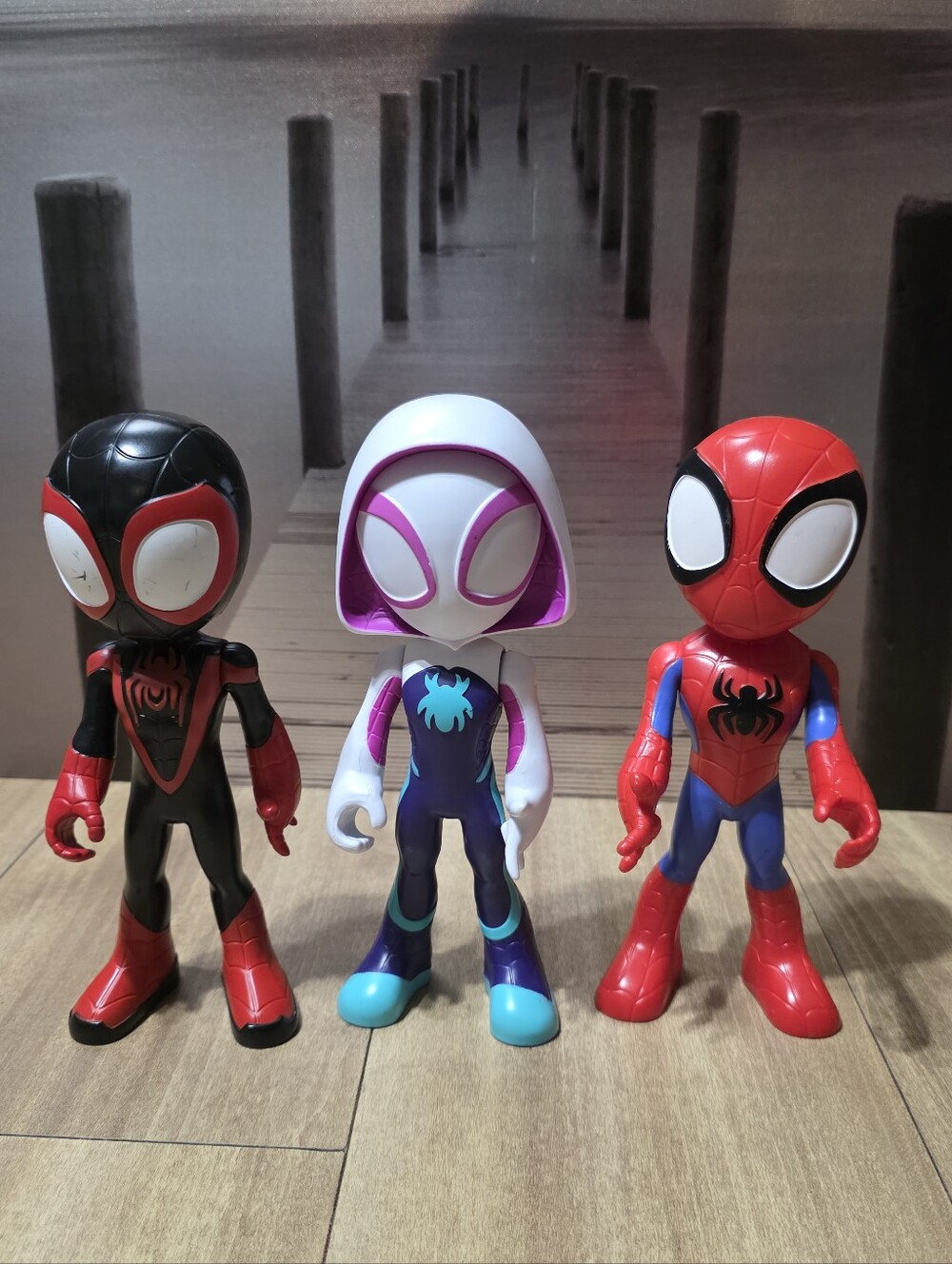 Marvel Spider-Verse Trio Action Figures - Red, Black, White & Pink